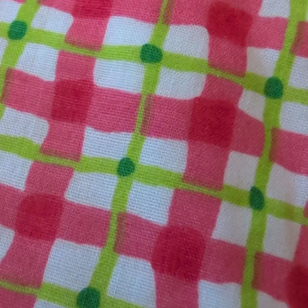 Infant Girl Y2K Rare Editions Pink Green Checkered Flower Crochet Dress‎